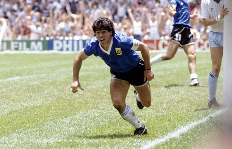 Maradona celebrando el gol del siglo